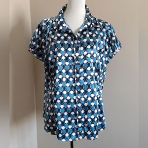 Blue Satin Button Blouse by Request Size XL